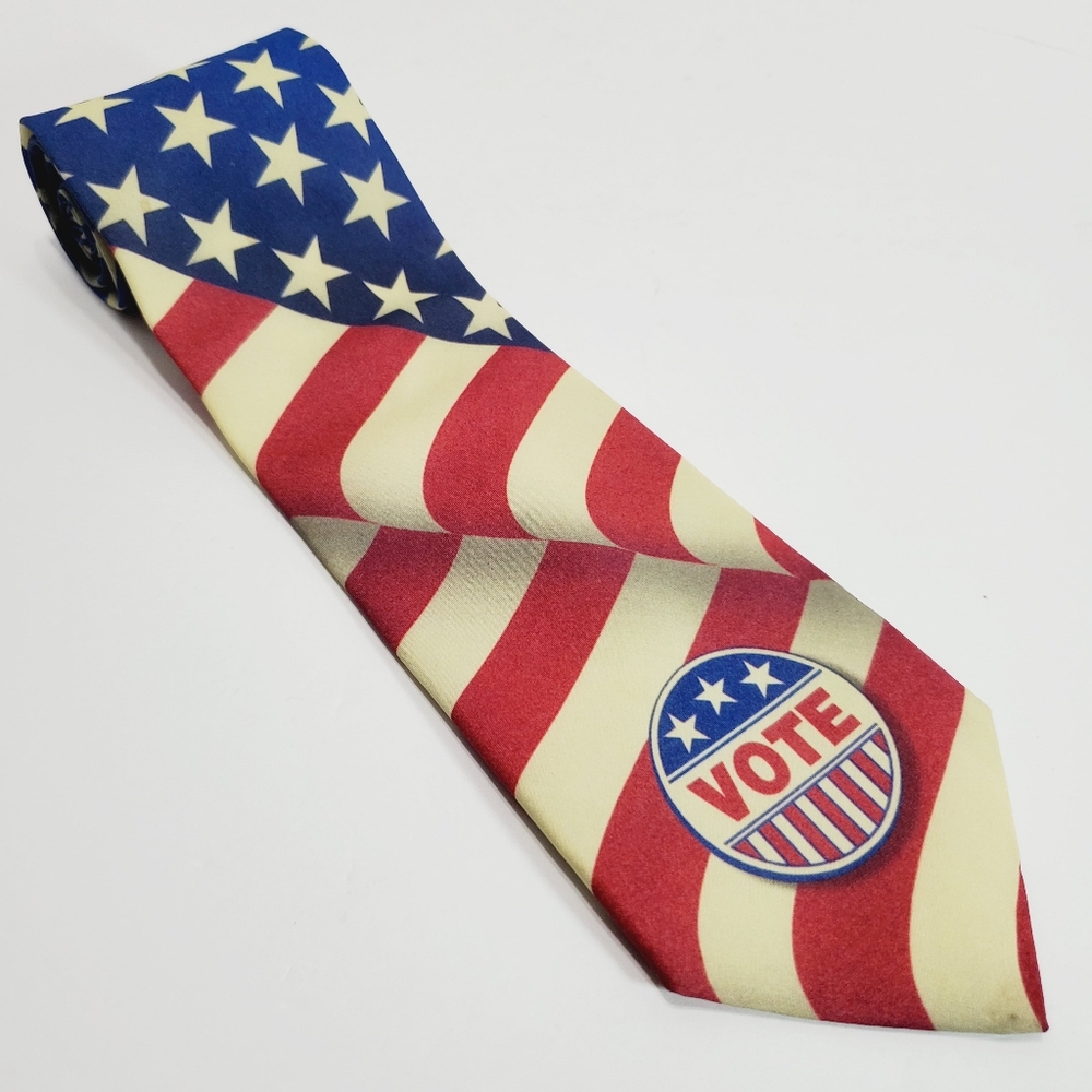 All American VOTE Red White Blue Men's Neck Tie 56x3.75"  Walnut Ridge